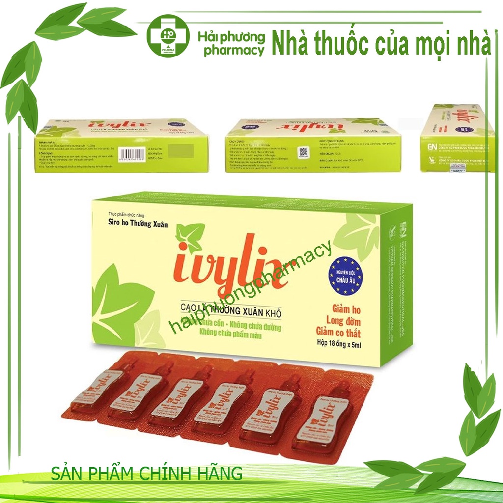 Siro ho Lá Thường xuân Ivylix- dạng ống tiện lợi,vị ngọt dễ uống