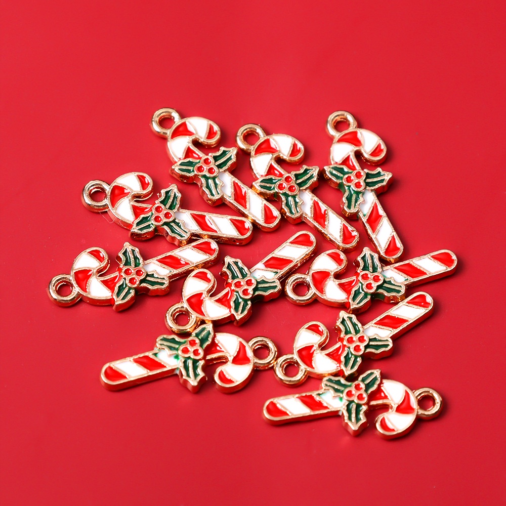 Set 10 Mô Hình Kẹo Giáng Sinh Mini Bằng Hợp Kim Dùng Để Làm Đồ Trang Sức Thủ Công