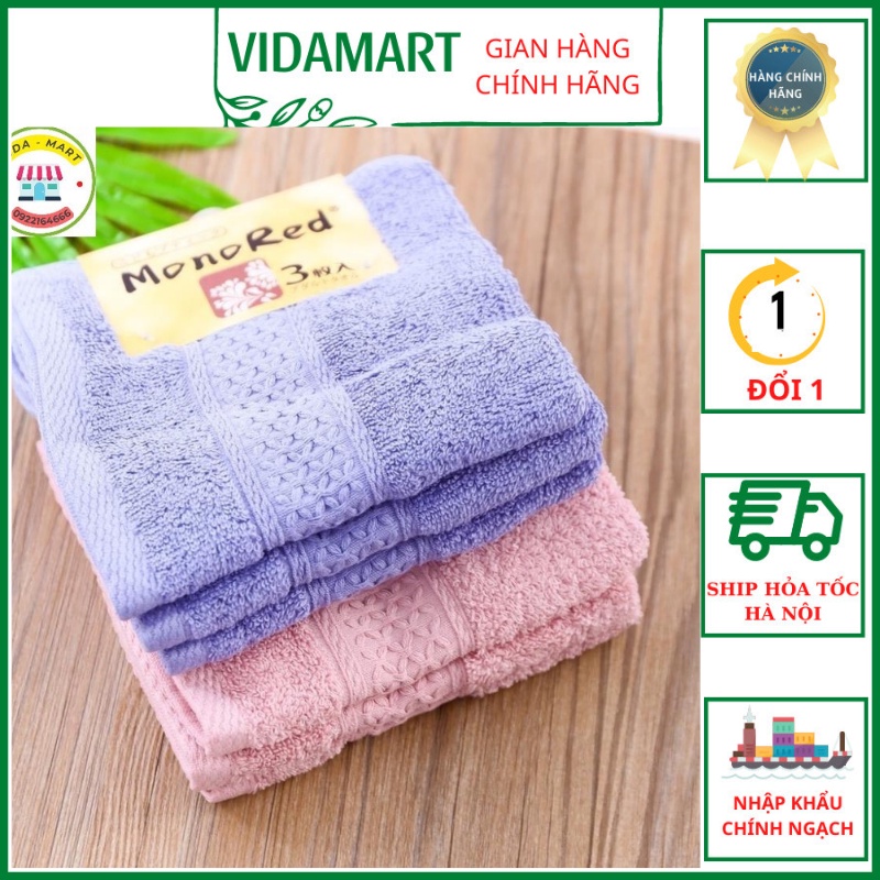 Khăn Mặt Xuất Nhật Mono Red Set 3 Kích thước 34x34cm - Giao màu ngẫu nhiên, Chất Liệu Cao Cấp Mềm, Mịn, SP214