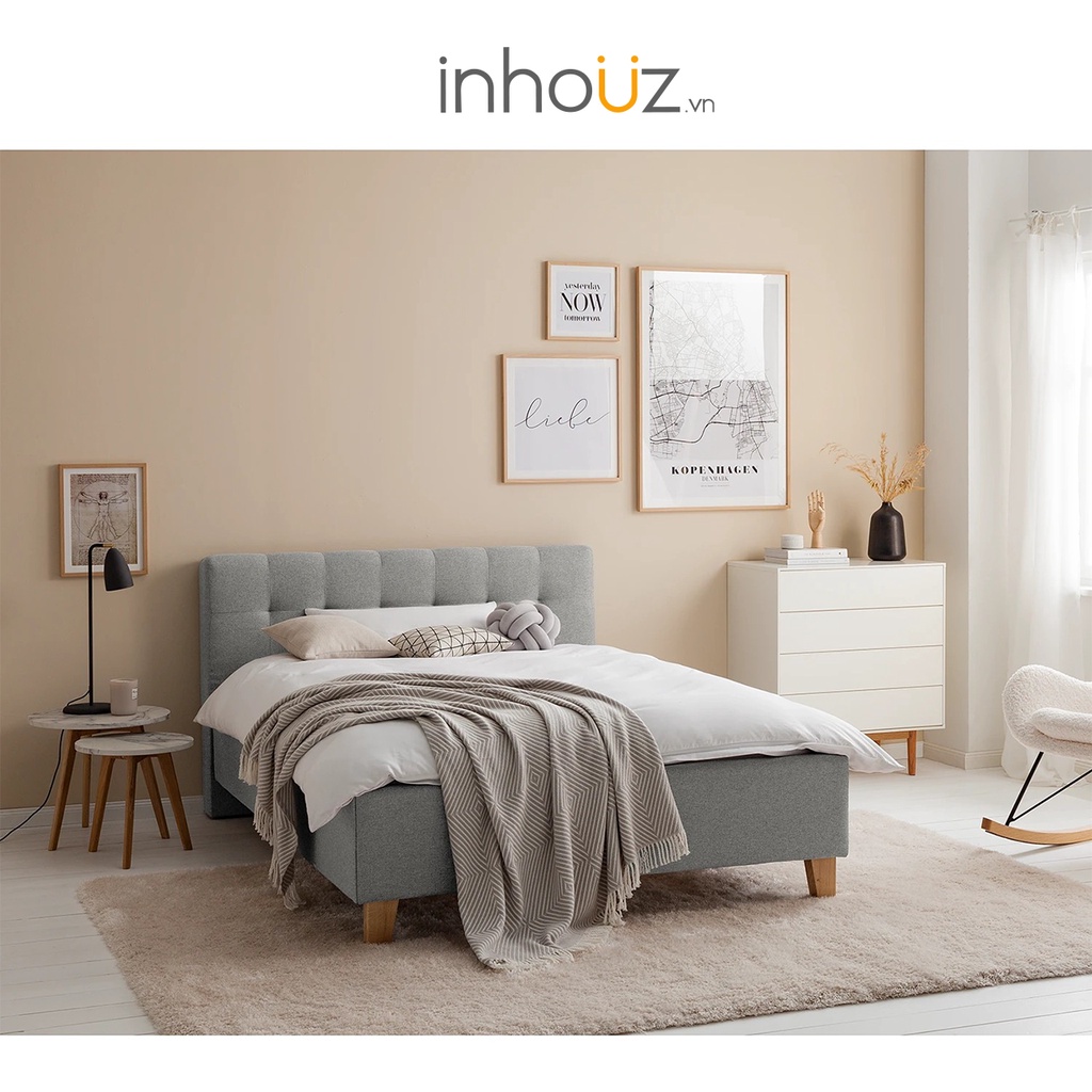 Giường ngủ bọc nệm hiện đại màu tùy chọn - Upholstered bed - INHOUZ - HOGG0010