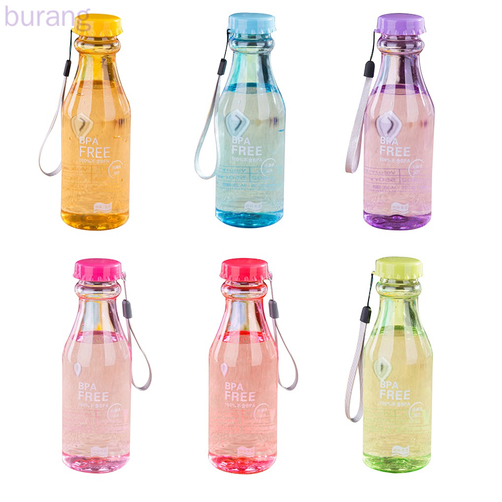 Chai nước bằng nhựa trong suốt nhiều màu 550ml