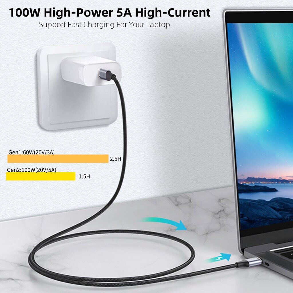 Dây Cáp Sạc Nhanh PD3.1 100W Type C gen 2 10Gbps / 20Gbps truyền hình ảnh 4K Thunderbolt 3