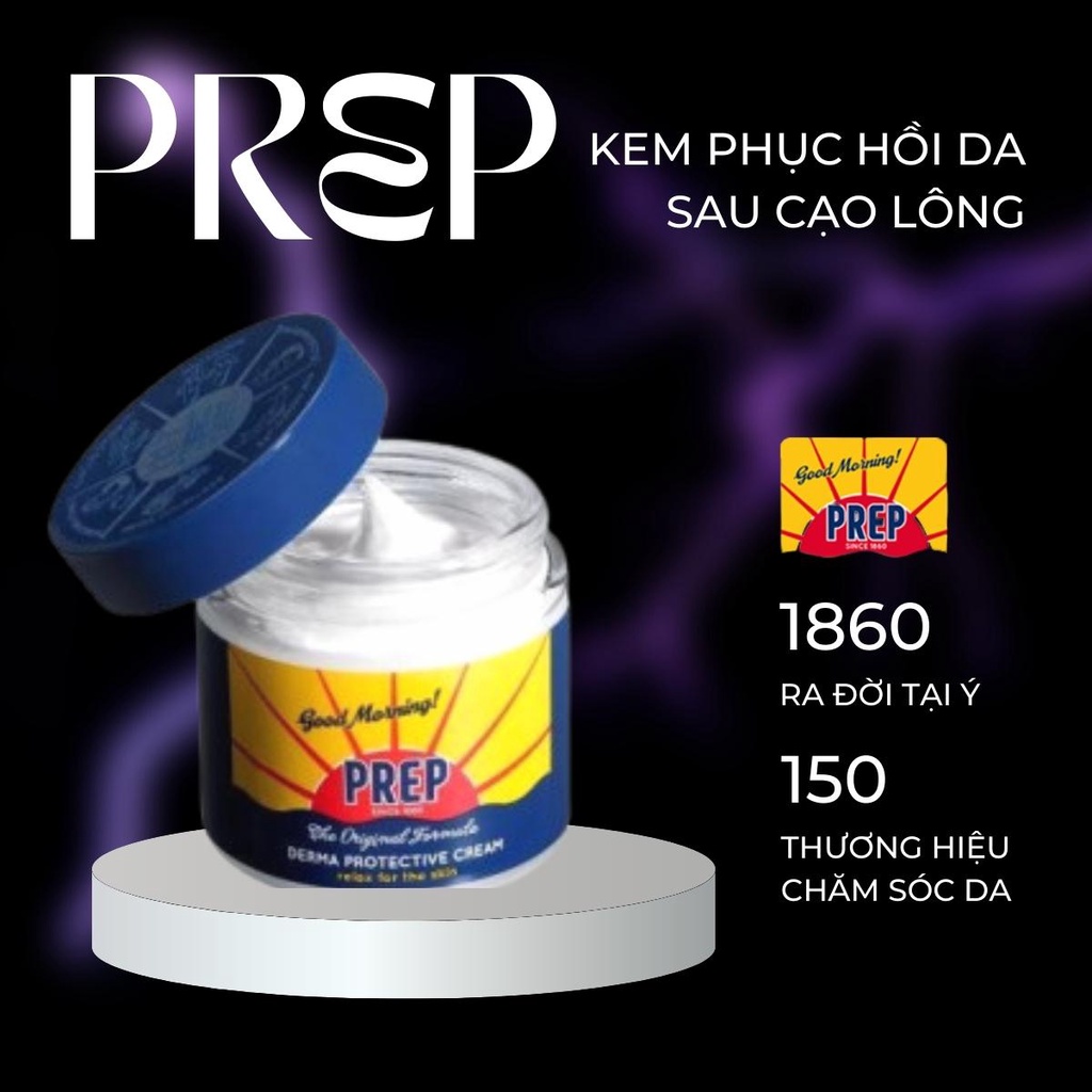 Kem phục hồi da sau cạo lông Prep - Derma Protective Cream có tác dụng làm dịu cho làn da, ngăn ngừa kích ứng da 75ml