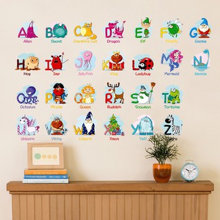 Decal tranh dán tường Bảng chữ cái con vật 01
