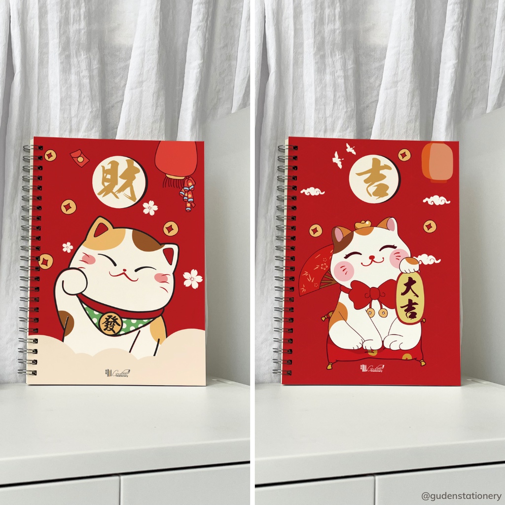 Sổ tay cỡ A5 mèo Nhật Bản đang nằm 120 trang_Guden Stationery