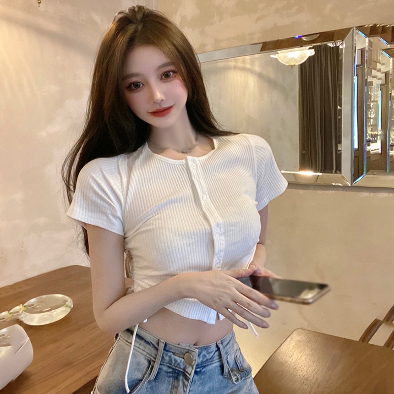 Áo Thun Tay Ngắn Cổ Tròn Dáng Ôm Thoáng Khí Thoải Mái Cho Nữ