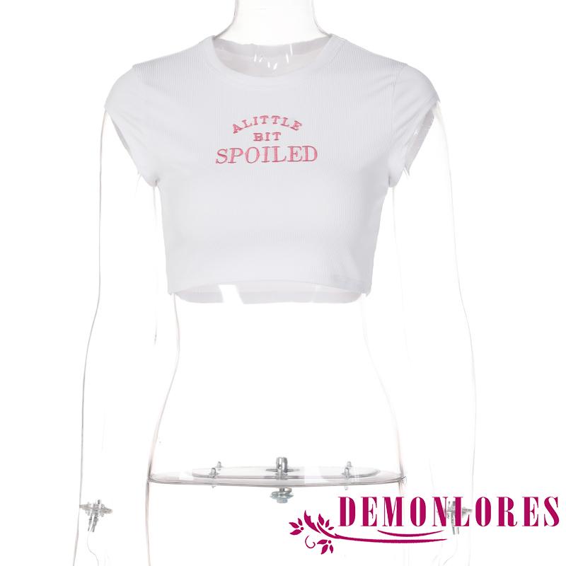 Áo Croptop Ngắn Tay In Chữ Thời Trang Mùa Hè Cho Nữ