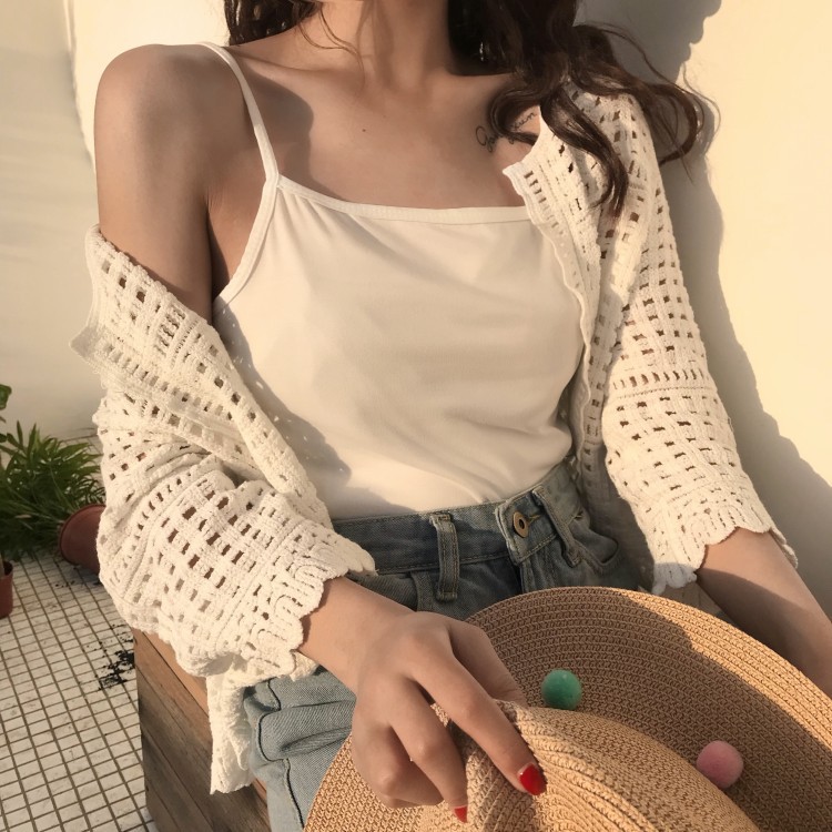 ÁO KHOÁC LEN LƯỚI CROPTOP ĐI BIỂN KL06