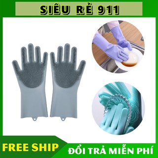 Cặp Bao Tay Rửa Chén Silicone Vệ Sinh Nhà Cửa Đa Năng Kiểu 2021