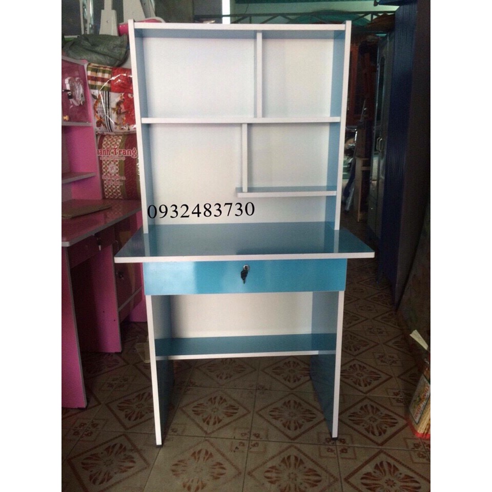 Bàn học sinh kèm giá sách ván ép rộng 80cm màu kem sữa Lâm Gia