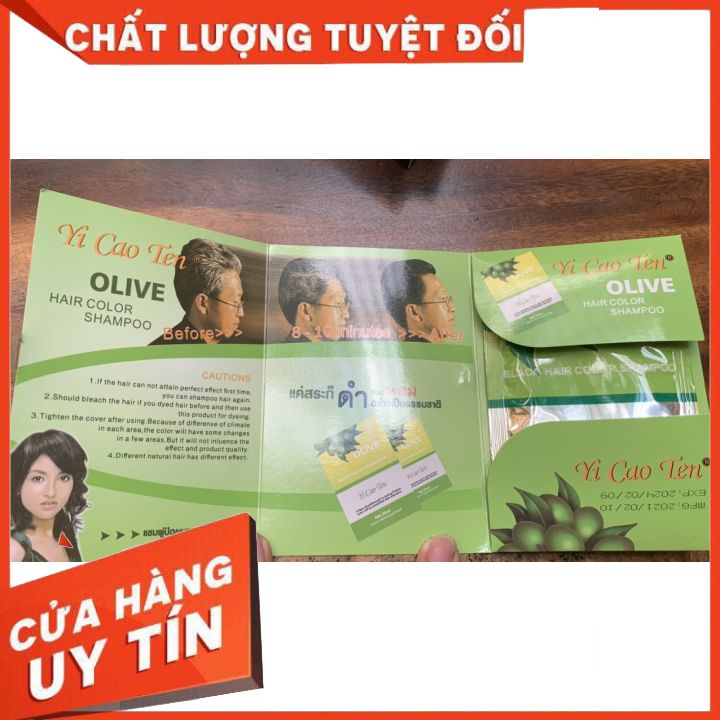 gội đen oliu  YI-CAO-TEN (hộp 24 gói ) loại tốt  phủ bạc 100% CHO MÁI TÓC ĐEN MƯỢT ÓNG  ÁNH