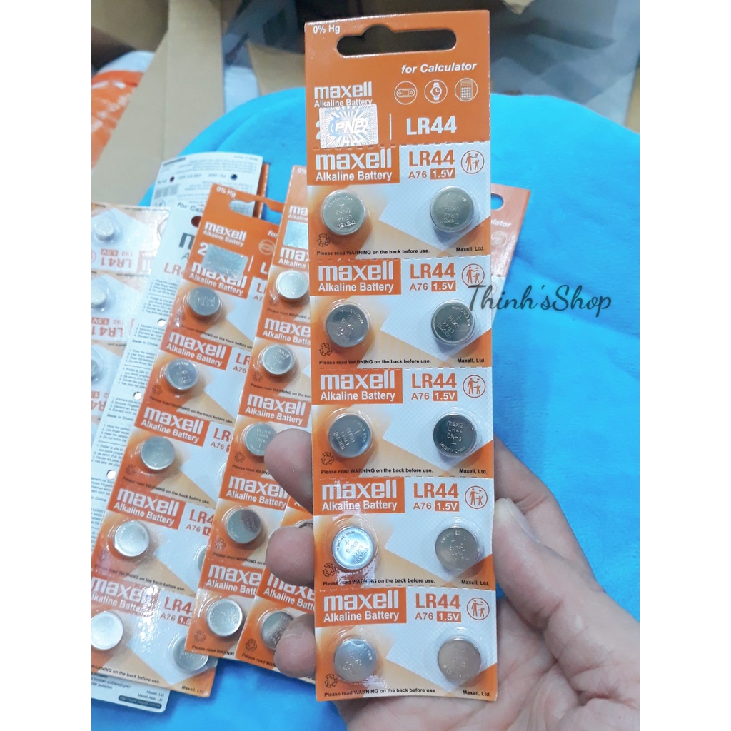 Pin nút áo nhỏ LR44 / AG13 / A76 Maxell Alkaline 1.5V Vỉ 10 Viên [CHÍNH HÃNG]