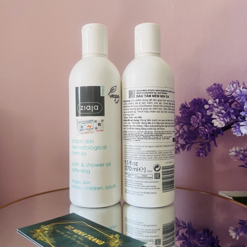 ✅ Dầu Tắm Mềm Mịn Da Ziaja Med Atopic Skin Dermatological Formula Bath & Shower Oil Softening