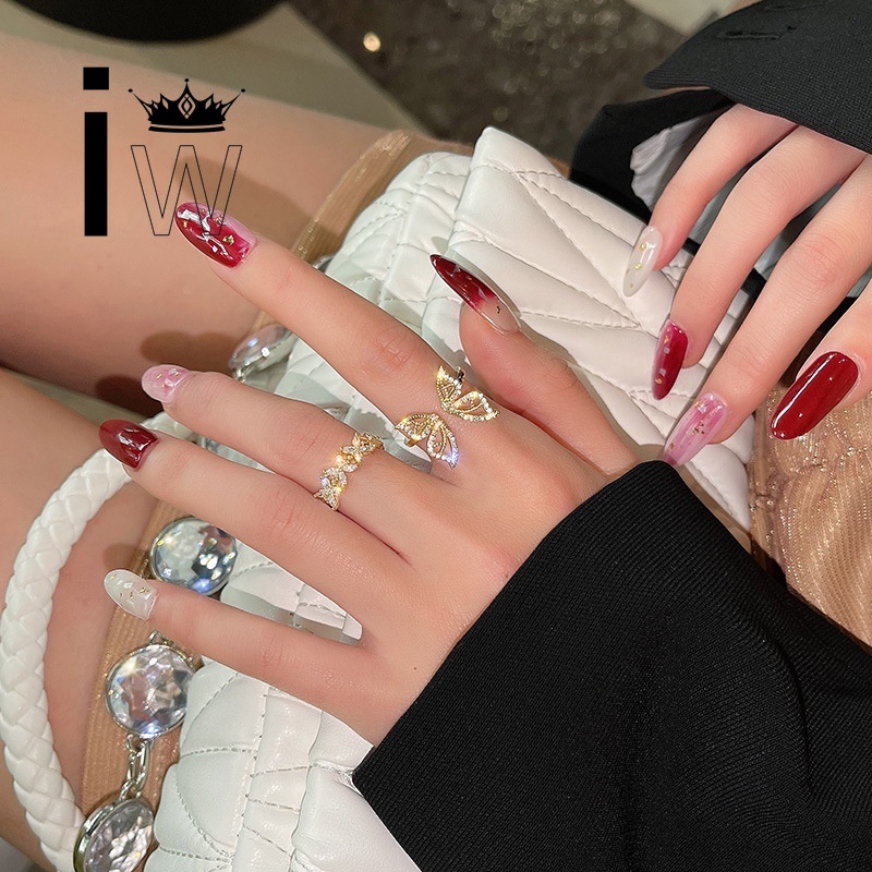Nhẫn bằng hợp kim hình bướm đính đá hợp thời trang cho nữ