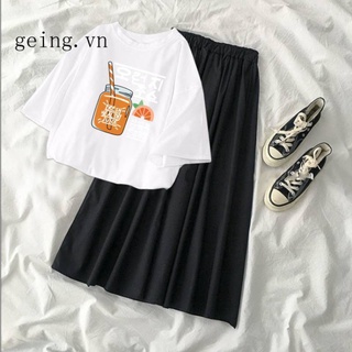 Bộ Áo Thun Phối Chân Váy Kiểu Hàn Quốc Thời Trang Mùa Hè Xinh Xắn Cho Bé Gái Tiểu Học Lớp 12-13 14 Tuổi