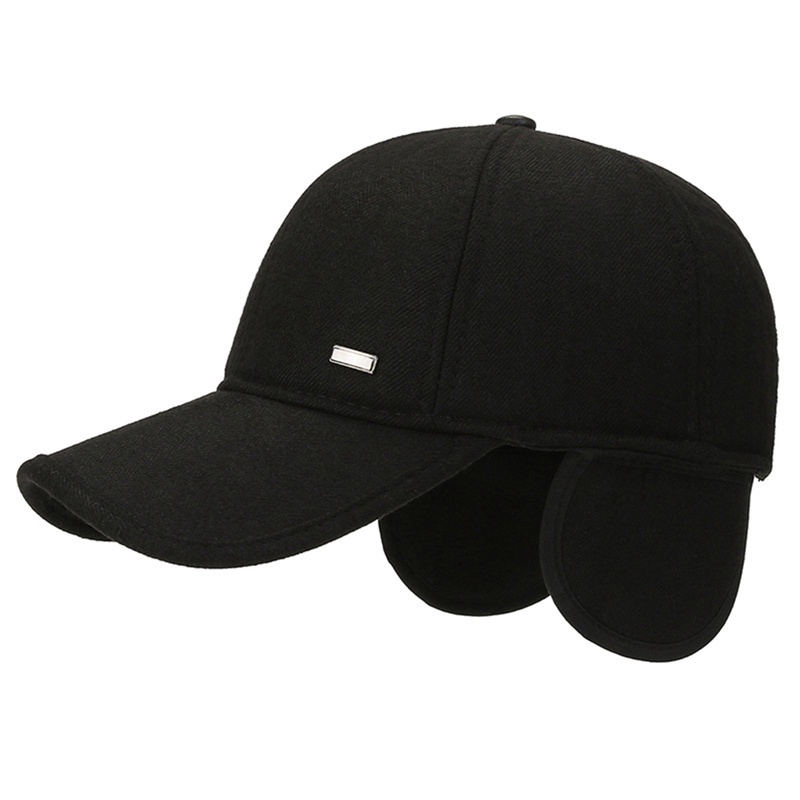 Mũ Lưỡi Trai Len Màu Trơn Che Tai Phong Cách Hip Hop Thời Trang Mùa Đông Cho Nam Và Nữ