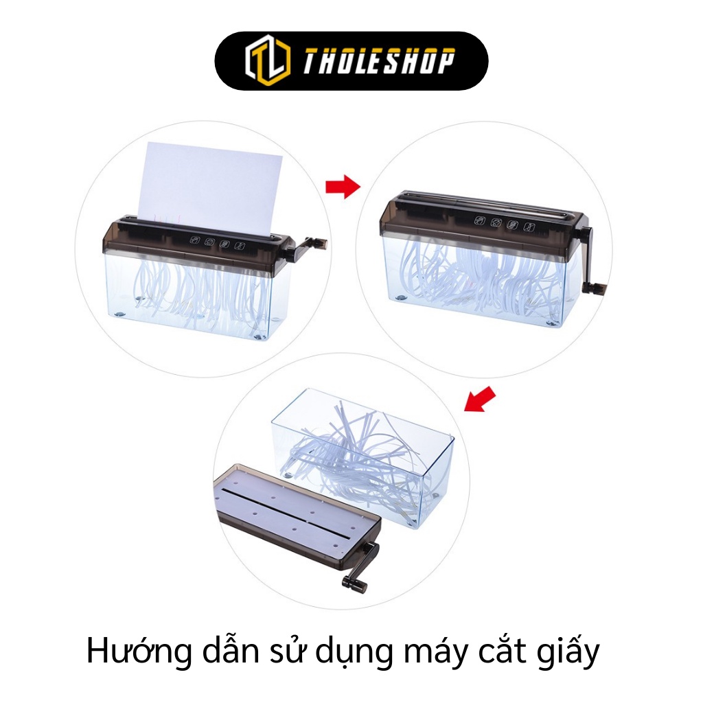 Máy cắt giấy huỷ tài liệu Shredder A4 thủ công cao cấp màu đen - Dụng cụ cắt giấy thành sợi 1007