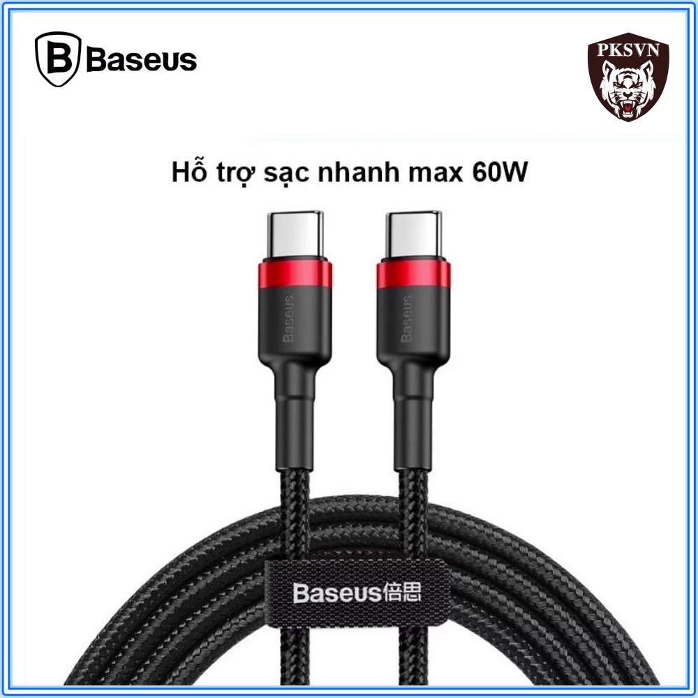 Cáp Sạc Nhanh 60w Cao Cấp Chính Hãng Baseus - Dây Sạc Nhanh Type C to C  cho Samsung, Xiaomi.. - BH 1 Năm