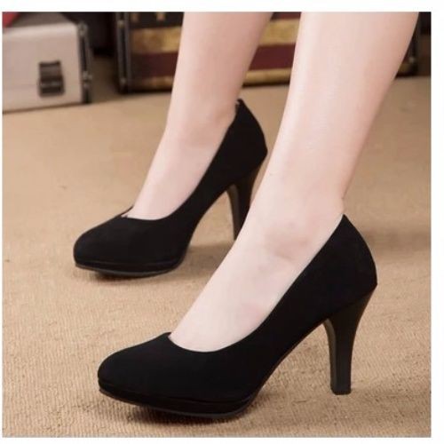 ✑Large size women s shoes 41-43 Autumn leather stiletto round-toe mid-heel single Black and white high-heeled 5-7-10CM