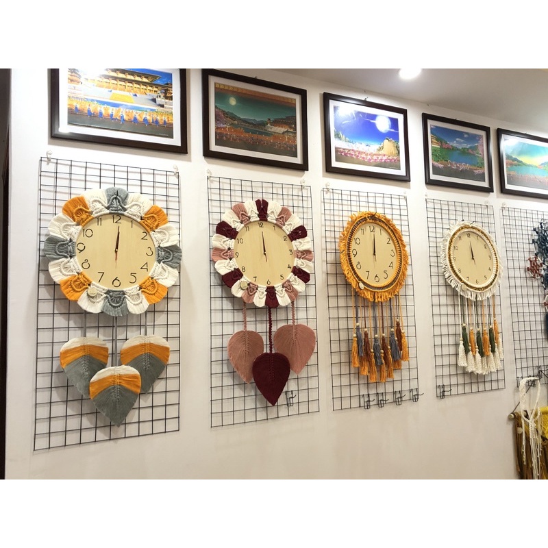 Đồng hồ macrame, đồng hồ treo tường, trang trí phòng