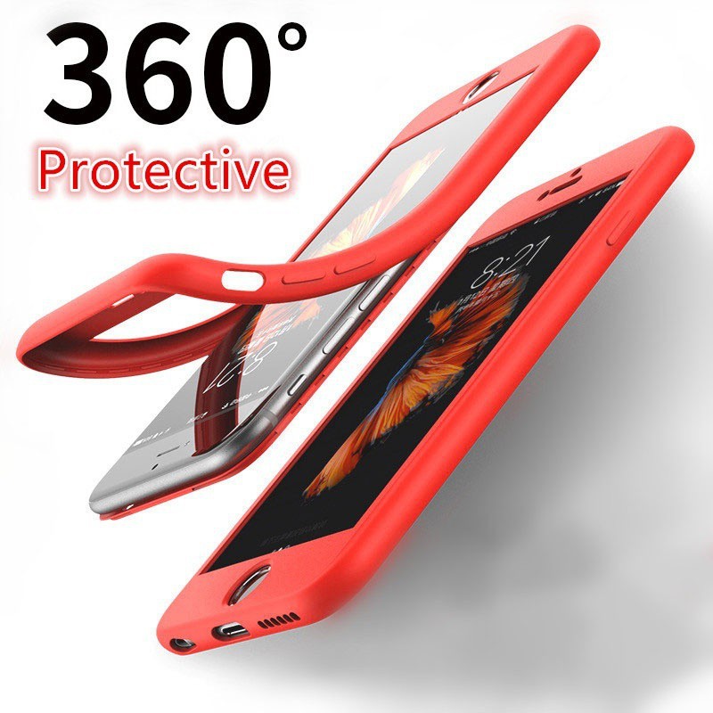 Ốp lưng 360 bảo vệ hoàn toàn bằng silicon mềm cho điện thoại iphone 6 6s 7 8 plus X XS XR XS MAX