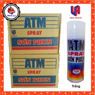 Thùng 12 chai sơn phun màu trắng a200 atm spray cao cấp