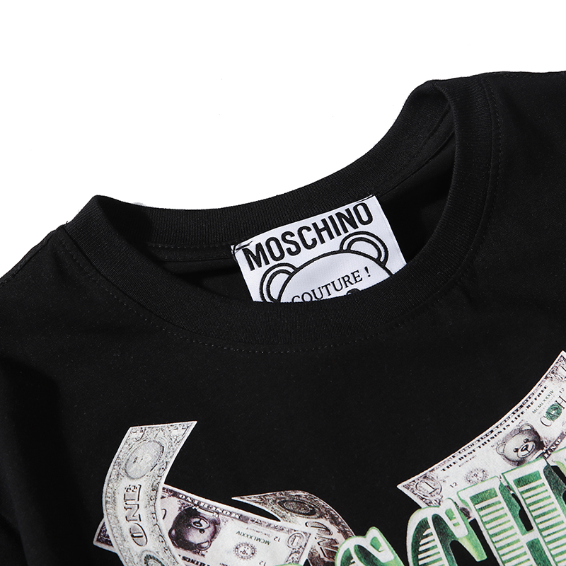 Áo thun tay ngắn in hình gấu Moschino may mắn thời trang