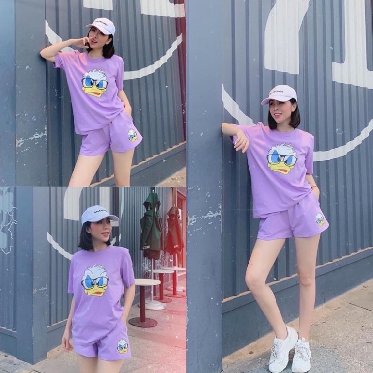 Set Đồ Nữ Set Cộc Tay Hè Vịt Chất Cotton Cực Xinh | BigBuy360 - bigbuy360.vn