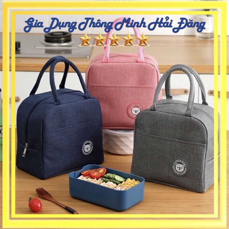 Hộp Đựng CơmTúi Đựng Cơm Giữ Nhiệt Lunch Bag 2 Lớp Có Khoá Kéo Và Quai Xách