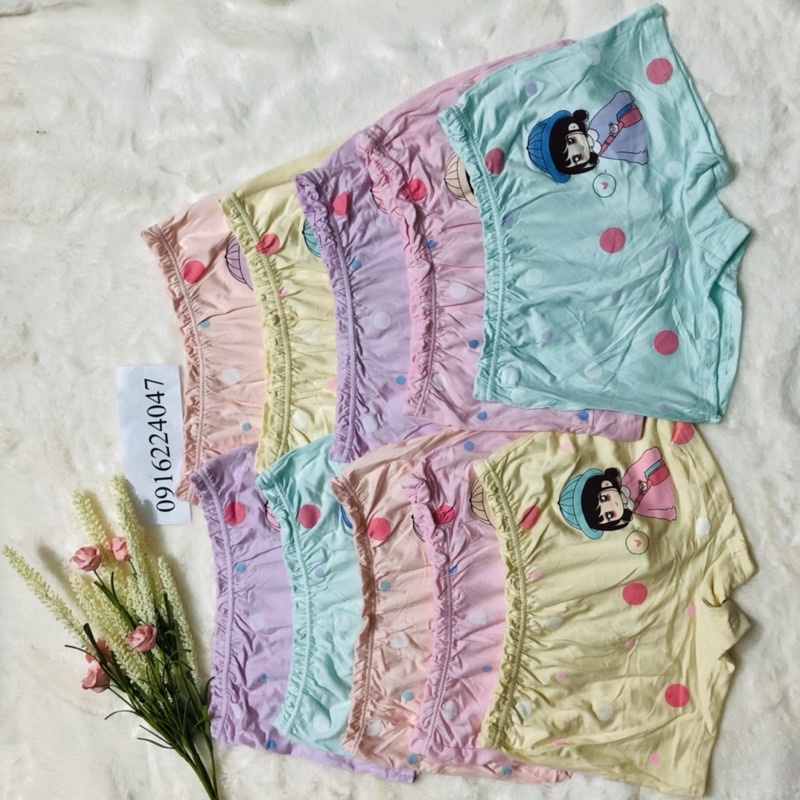 Set 10 Quần lót đùi bé gái cotton, quần chíp đùi trẻ em