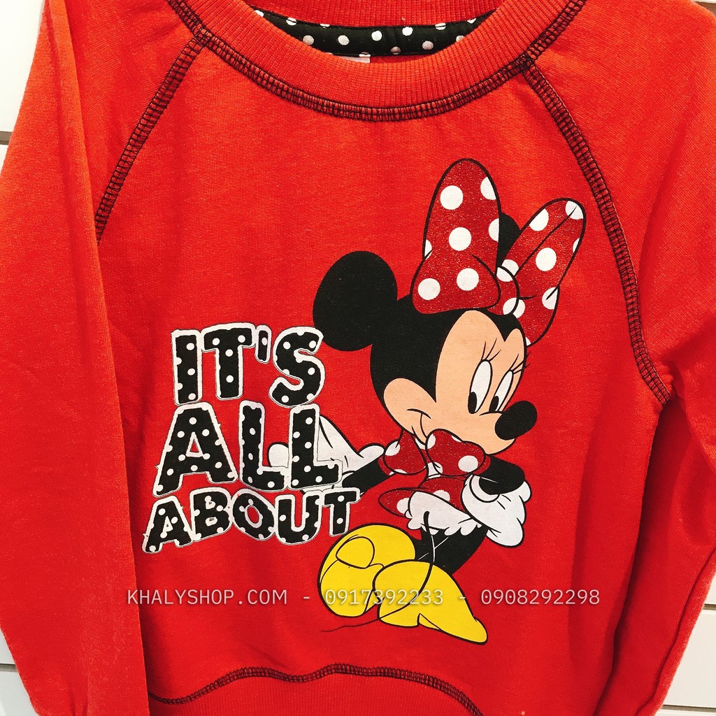 Áo tay dài trẻ em hình chuột Minnie Mouse màu đỏ size XS cho bé gái 4 tuổi (Mỹ US-UK) - ATTDMK01