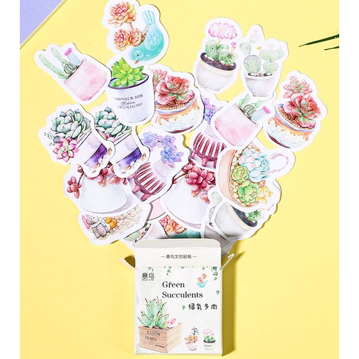 Bộ 45 Sticker Hàn Quốc hình Hoa Xinh dán trang trí E25