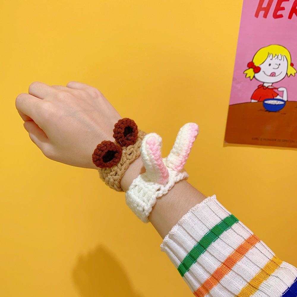 Vòng Tay Cột Tóc Băng Đeo Cổ Tay Đan Móc Knitting Phụ Kiện Cặp Đôi Dễ Thương