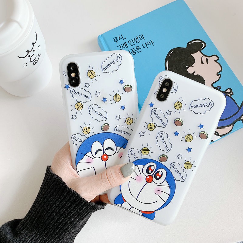 Ốp lưng iPhone X XR XS Max 8 7 6 6S Plus SE 2020 Cute White Doraemon Soft TPU Case