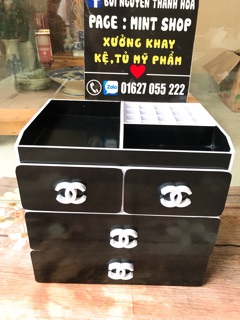 tủ đựng mỹ phẩm 4 tầng đen