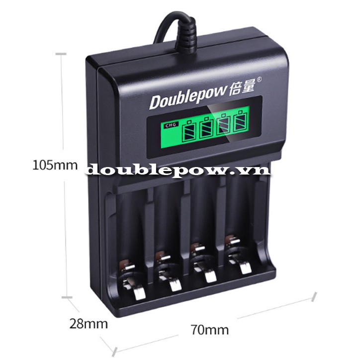 Combo sạc Doublepow DP-UK93B kèm 4 pin tiểu sạc dung lượng cao AA 3000mAh hàng chính hãng