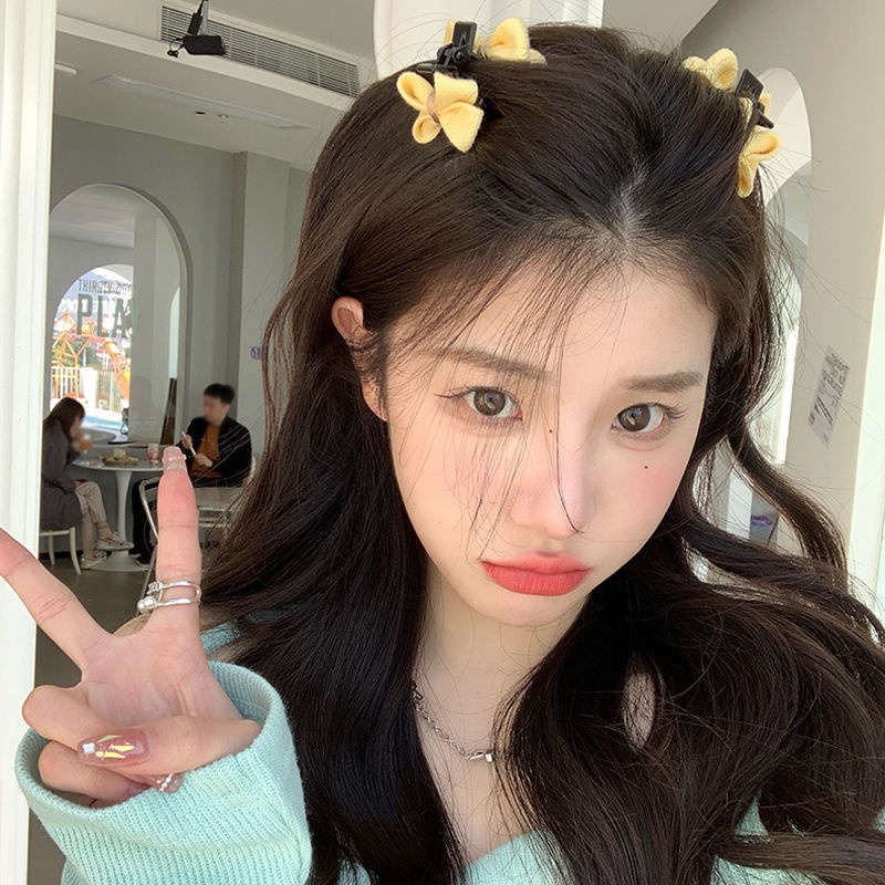 【qiaozhi】Kẹp Tóc Nơ Hai Mặt Cỡ Nhỏ Họa Tiết Thỏ Đáng Yêu Thời Trang Cao Cấp Cho Nữ