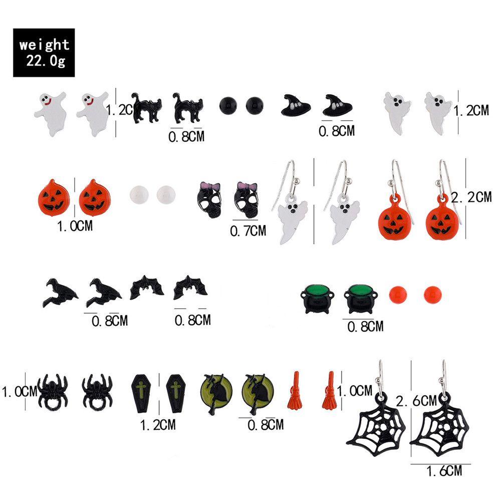 Eutus Set 20 Đôi Bông Tai Thả Tròn Hình Bí Ngô / Nhện / Phù Thủy Hóa Trang Halloween