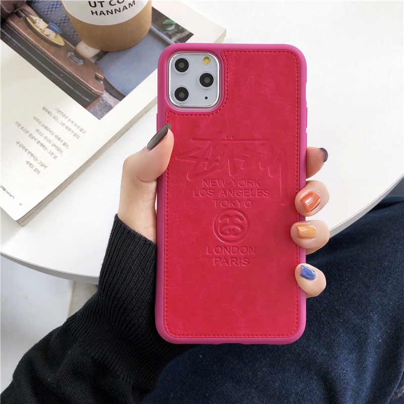 Ốp điện thoại bọc da PU mềm họa tiết Stussy 3D chống sốc cho IPhone 7 8 6 6S Plus 11 Pro Max XS Max X XR