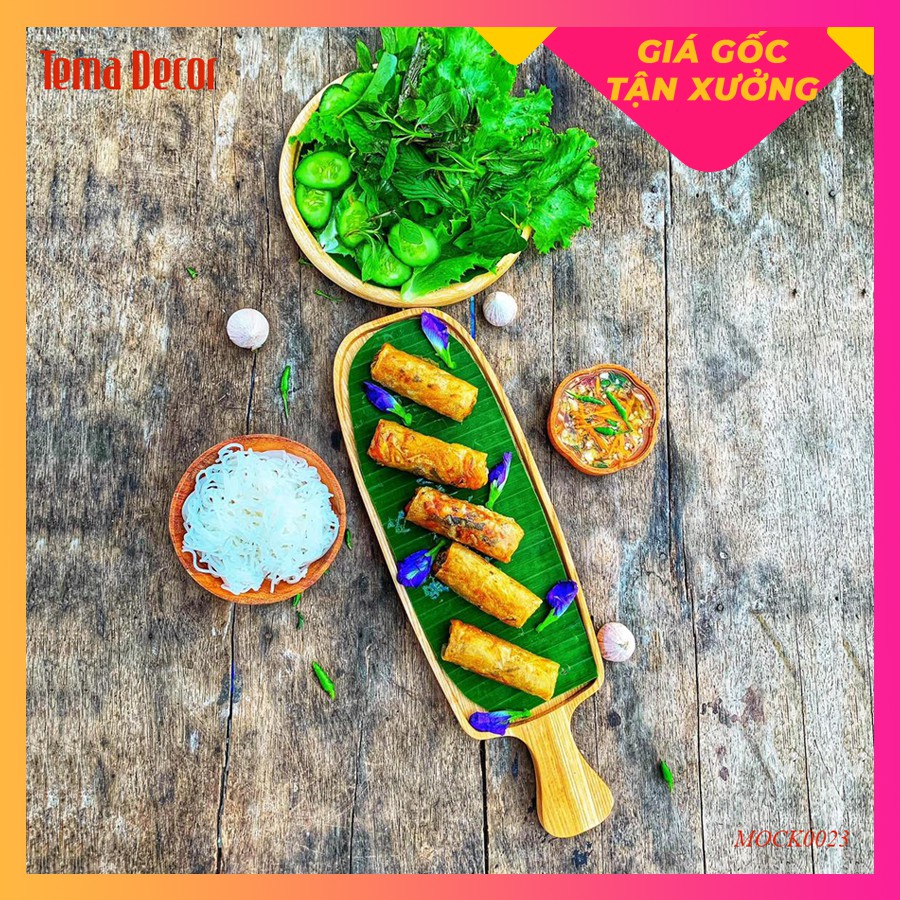 Khay gỗ decor Tema - Khay gỗ đựng đồ ăn gỗ tần bì hình oval có tay cầm tiện dụng | BigBuy360 - bigbuy360.vn