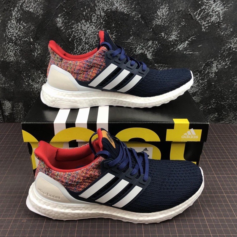 (FREE SHIP + HỘP + QUÀ) Giày thể thao ULTRA BOOST 4.0 multi colors xanh dương gót thổ cẩm