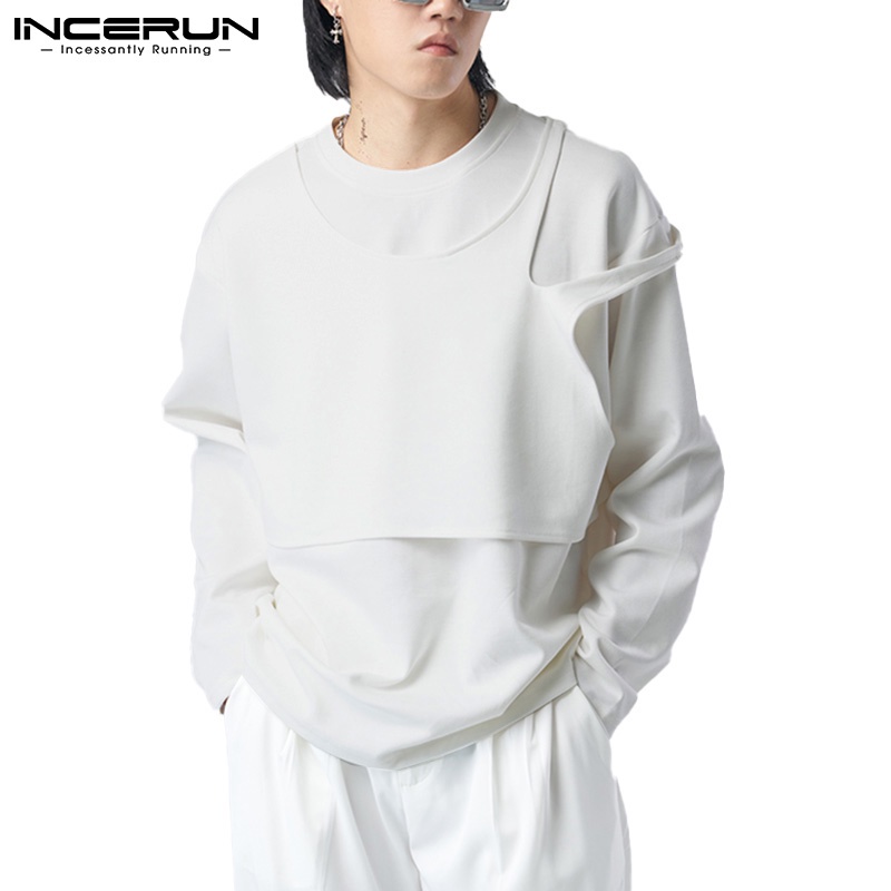 Áo INCERUN tay dài giả 2 lớp thời trang dành cho nam