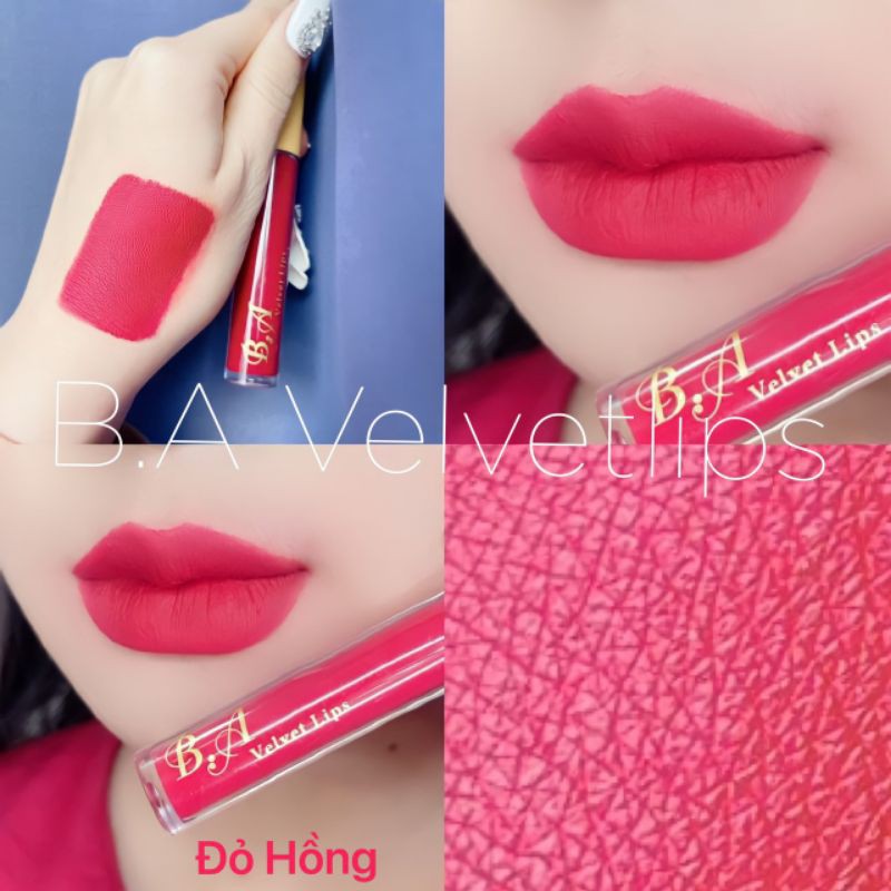 Son B.A Beauty cao cấp màu Đỏ Hồng tặng kèm ủ môi