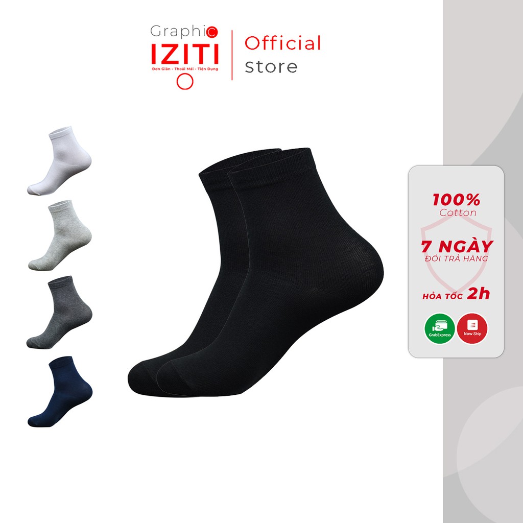 Tất nam trơn cổ cao công sở vớ dài cao cấp cotton khử mùi thoáng khí IZITI