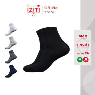 Tất nam trơn cổ cao công sở vớ dài cao cấp cotton khử mùi thoáng khí IZITI