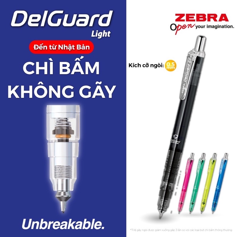 Bút Chì Chống Gãy Ngòi Zebra Delguard Clear 0.5mm