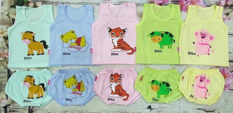 Set 5 bộ chip cotton động vật cho bé