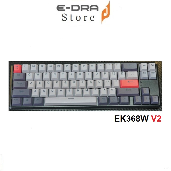 Bàn phím cơ không dây E-DRA EK368W V2 ( Switch Edra Custom Brown , Red / Hotswap / Bluetooth / Type-C )