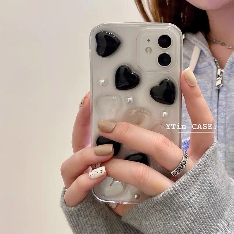 Ốp Điện Thoại Họa Tiết Trái Tim Ba Chiều Cho Iphone 13Pro Max 12 11 XR Xs 8Plus 7