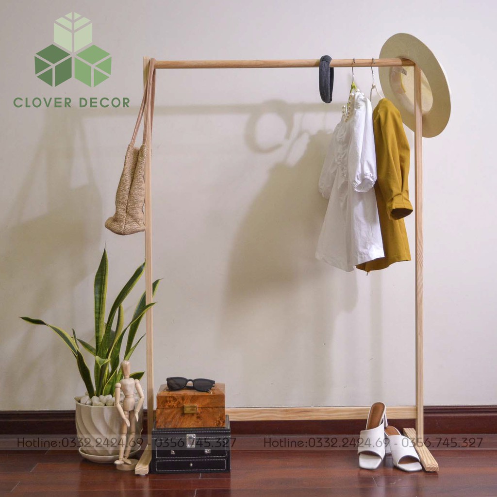 Gía Treo Quần Áo Thanh Đơn Gỗ Thông (86 cm) - Single Hanger - Clover Decor - Phong cách Hàn Quốc | BigBuy360 - bigbuy360.vn